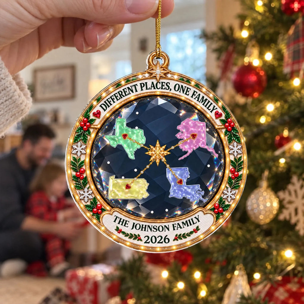 Custom Family Ornament, Christmas Gift for Family Members •  Love Keeps Us Close - Personalized Acrylic Ornament