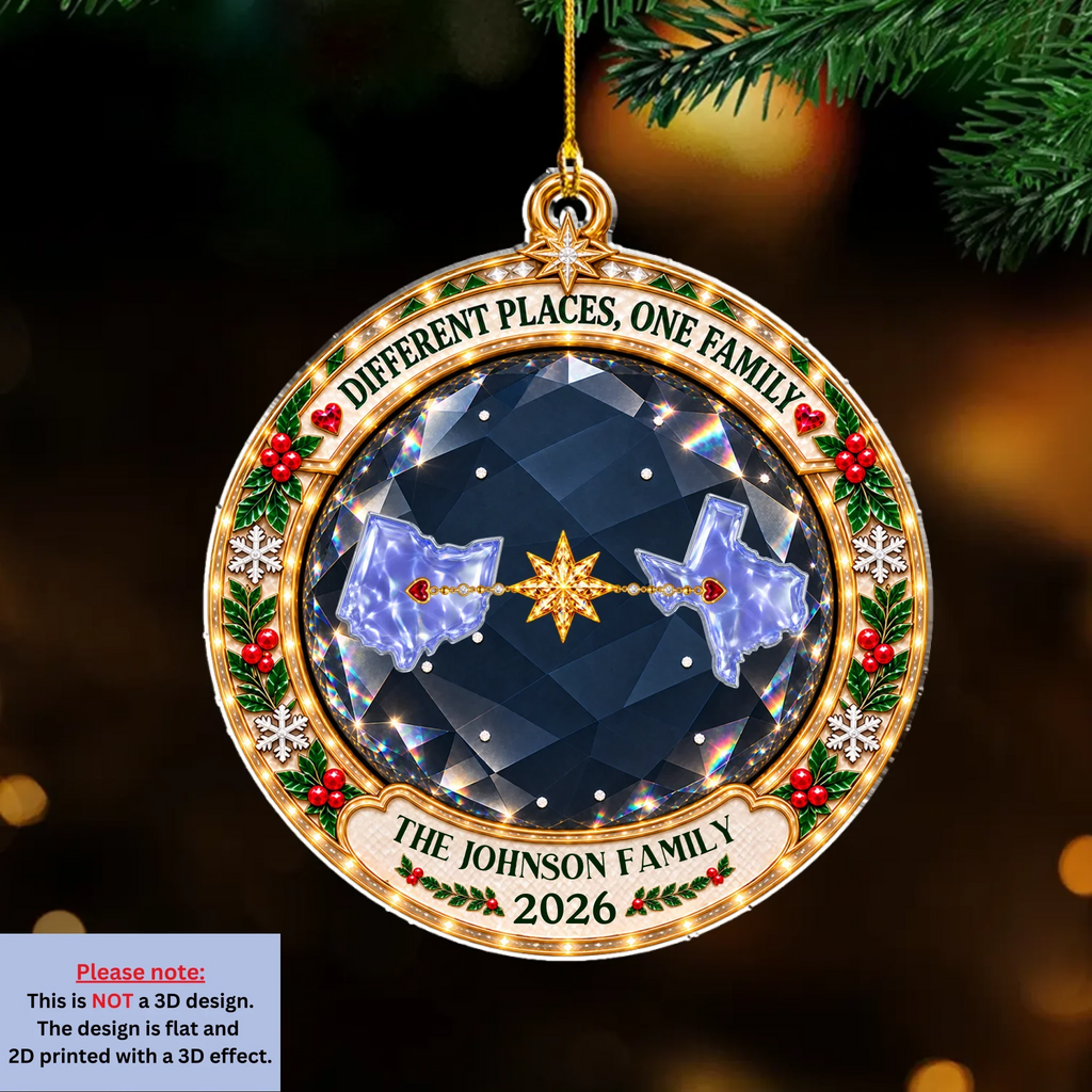 Custom Family Ornament, Christmas Gift for Family Members •  Love Keeps Us Close - Personalized Acrylic Ornament