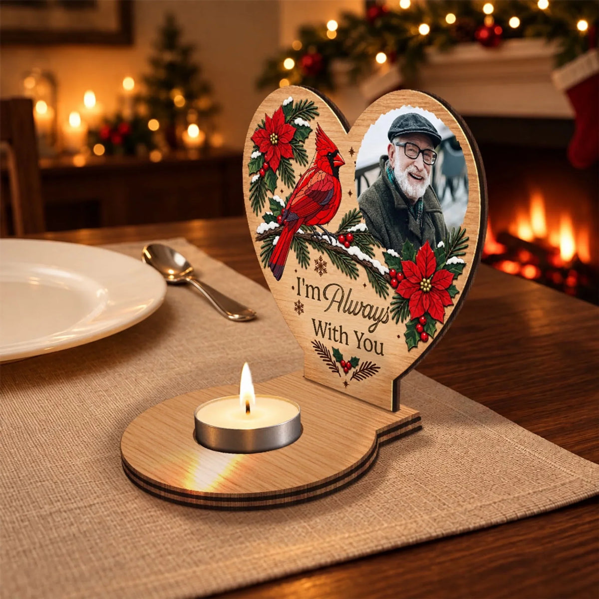 Forever In My Heart - Personalized Wooden Candle Holder