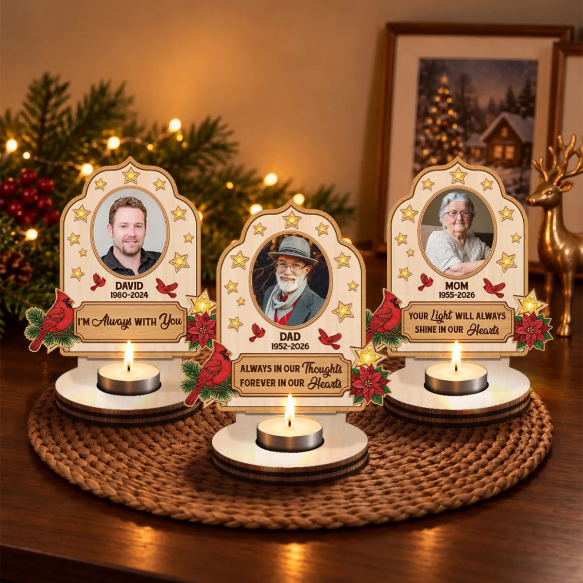 Always With You - Personalized Wooden Candle Holder