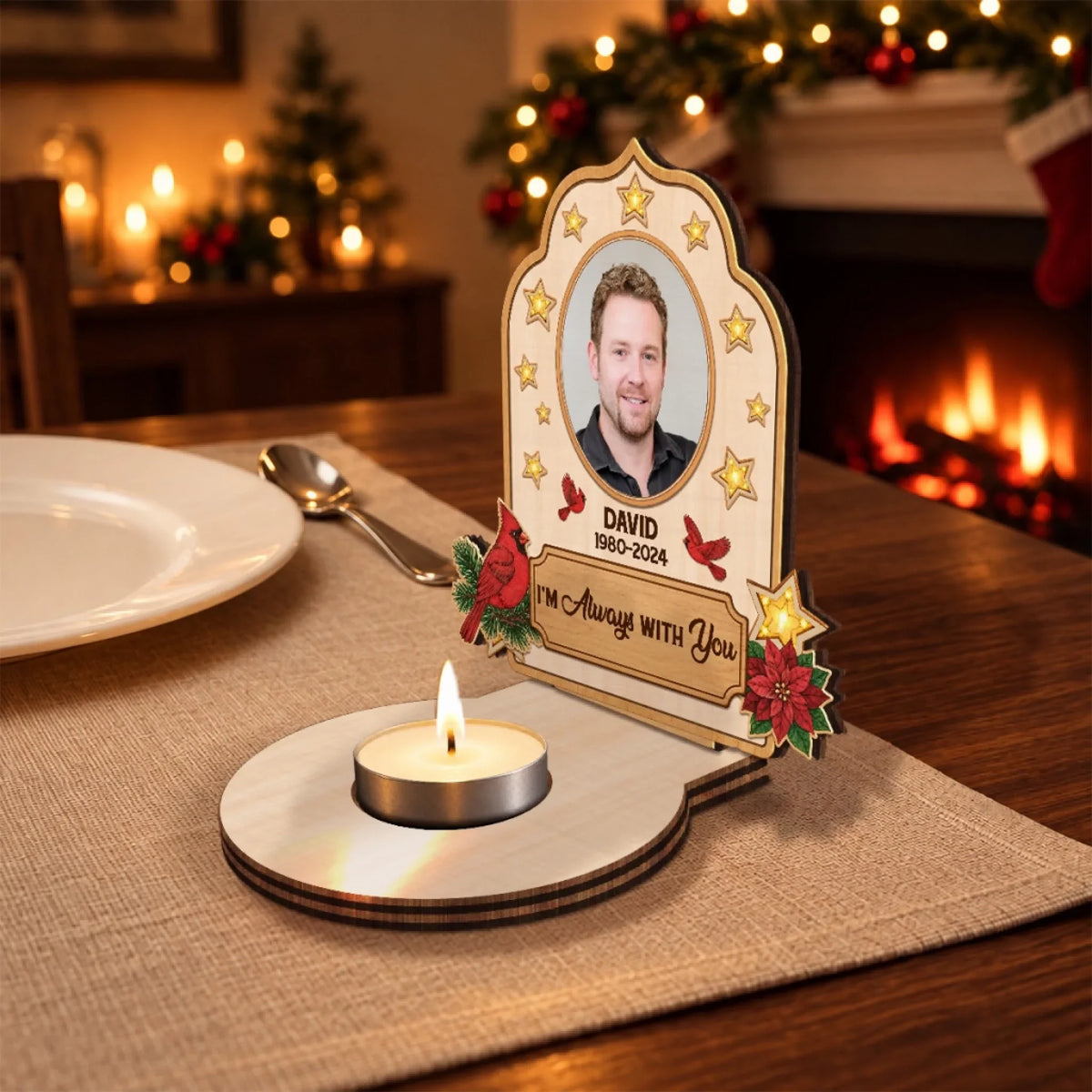 Always With You - Personalized Wooden Candle Holder