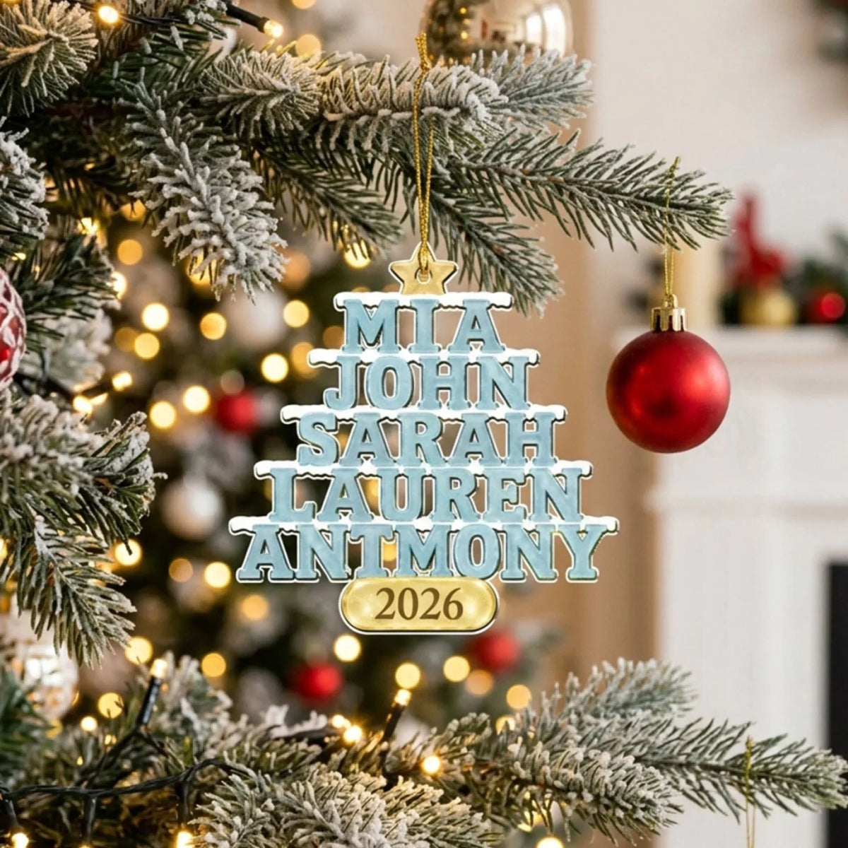 Custom Family Ornament, Christmas Gift for Family Members •  Holiday Together - Personalized 3D Effect Acrylic Ornament