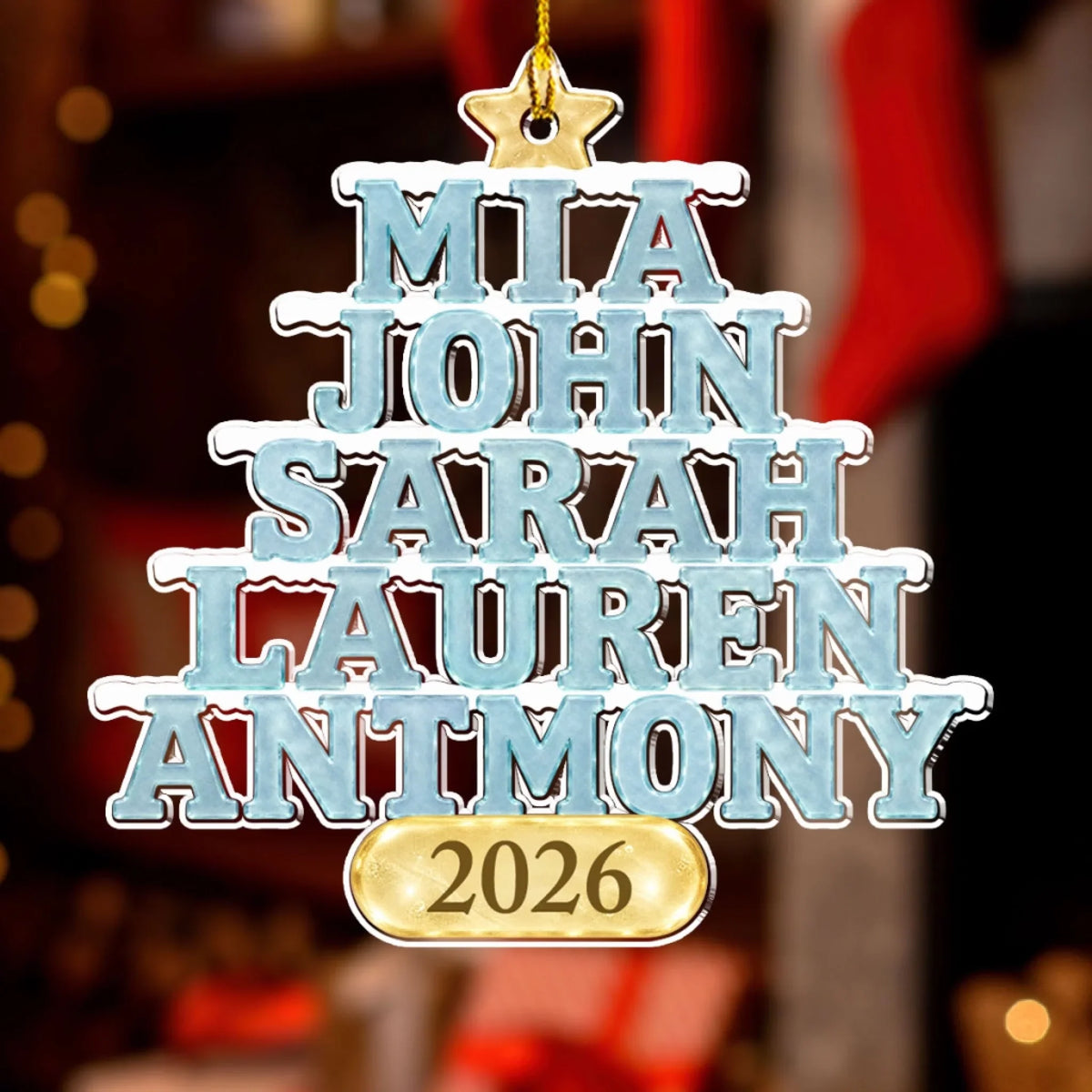 Custom Family Ornament, Christmas Gift for Family Members •  Holiday Together - Personalized 3D Effect Acrylic Ornament