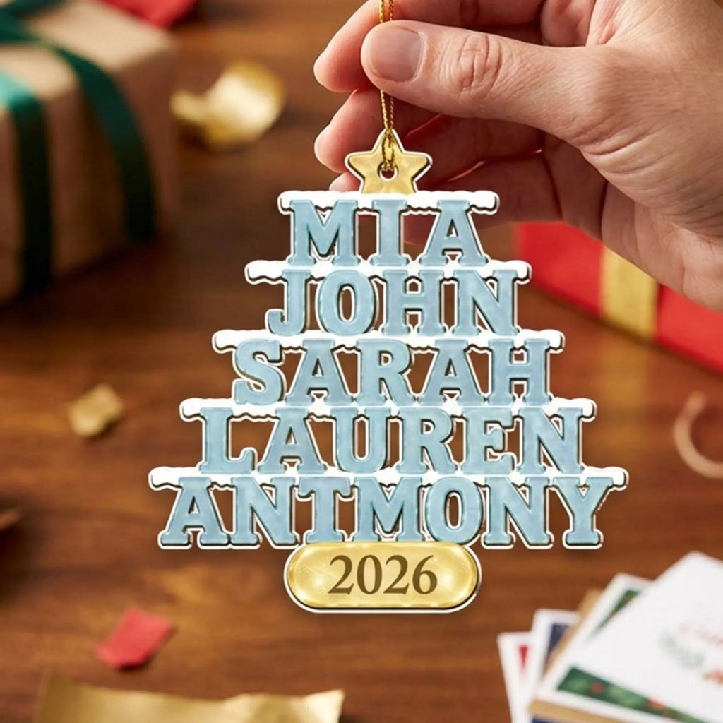 Custom Family Ornament, Christmas Gift for Family Members •  Holiday Together - Personalized 3D Effect Acrylic Ornament