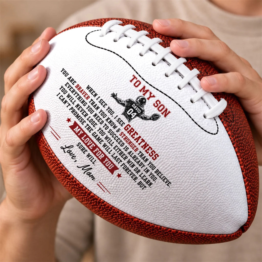Braver Than You Think - Personalized Leather Football