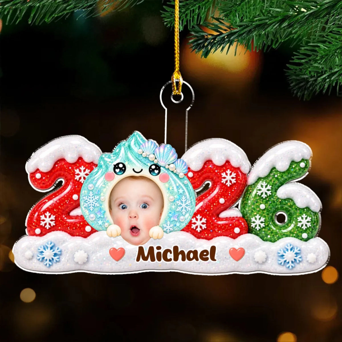 Custom Family Ornament, Christmas Gift for Family Members •  Happy Buddy - Personalized Acrylic Ornament