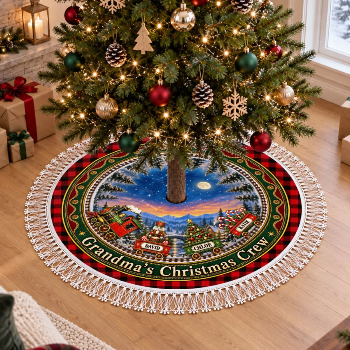 Christmas Train Family - Personalized Tree Skirt