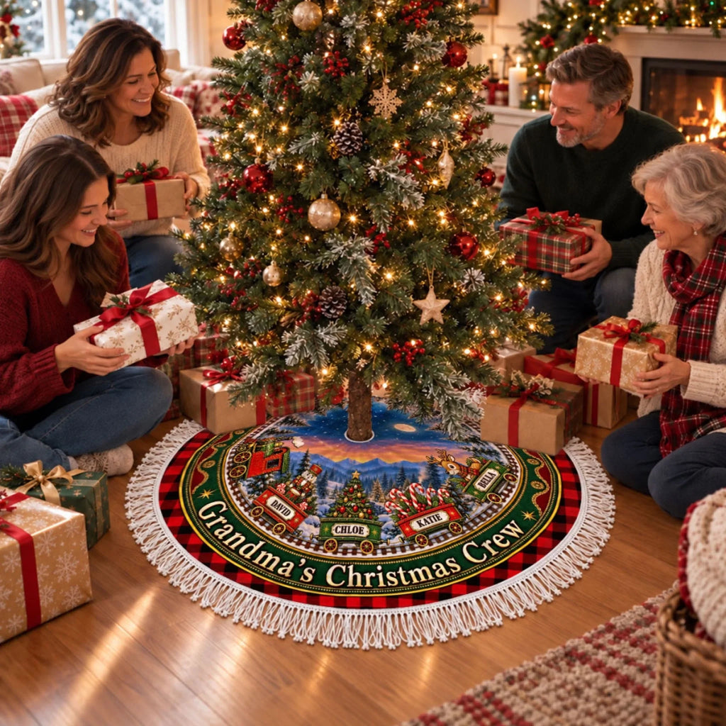 Christmas Train Family - Personalized Tree Skirt