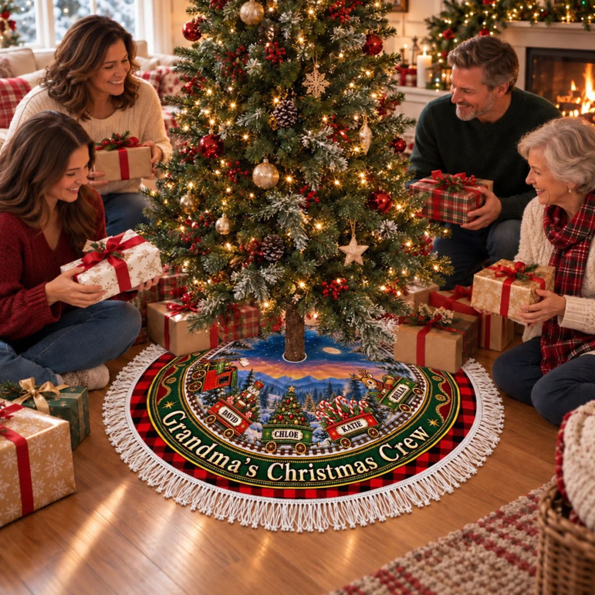 Christmas Train Family - Personalized Tree Skirt