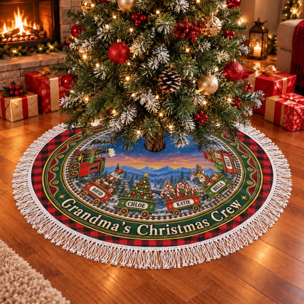 Christmas Train Family - Personalized Tree Skirt