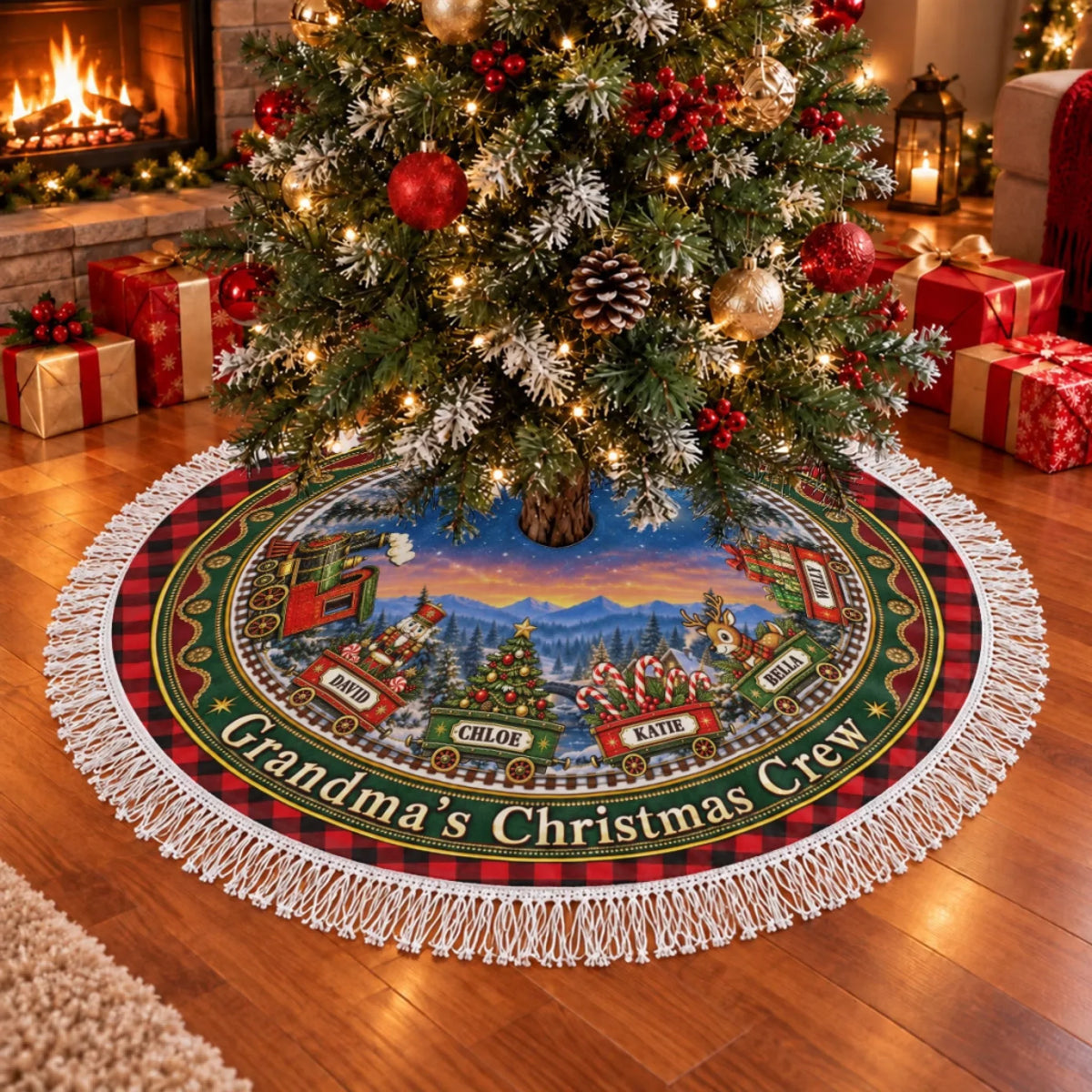 Christmas Train Family - Personalized Tree Skirt