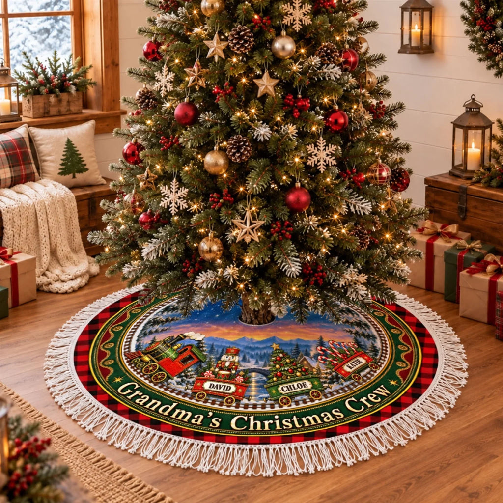 Christmas Train Family - Personalized Tree Skirt
