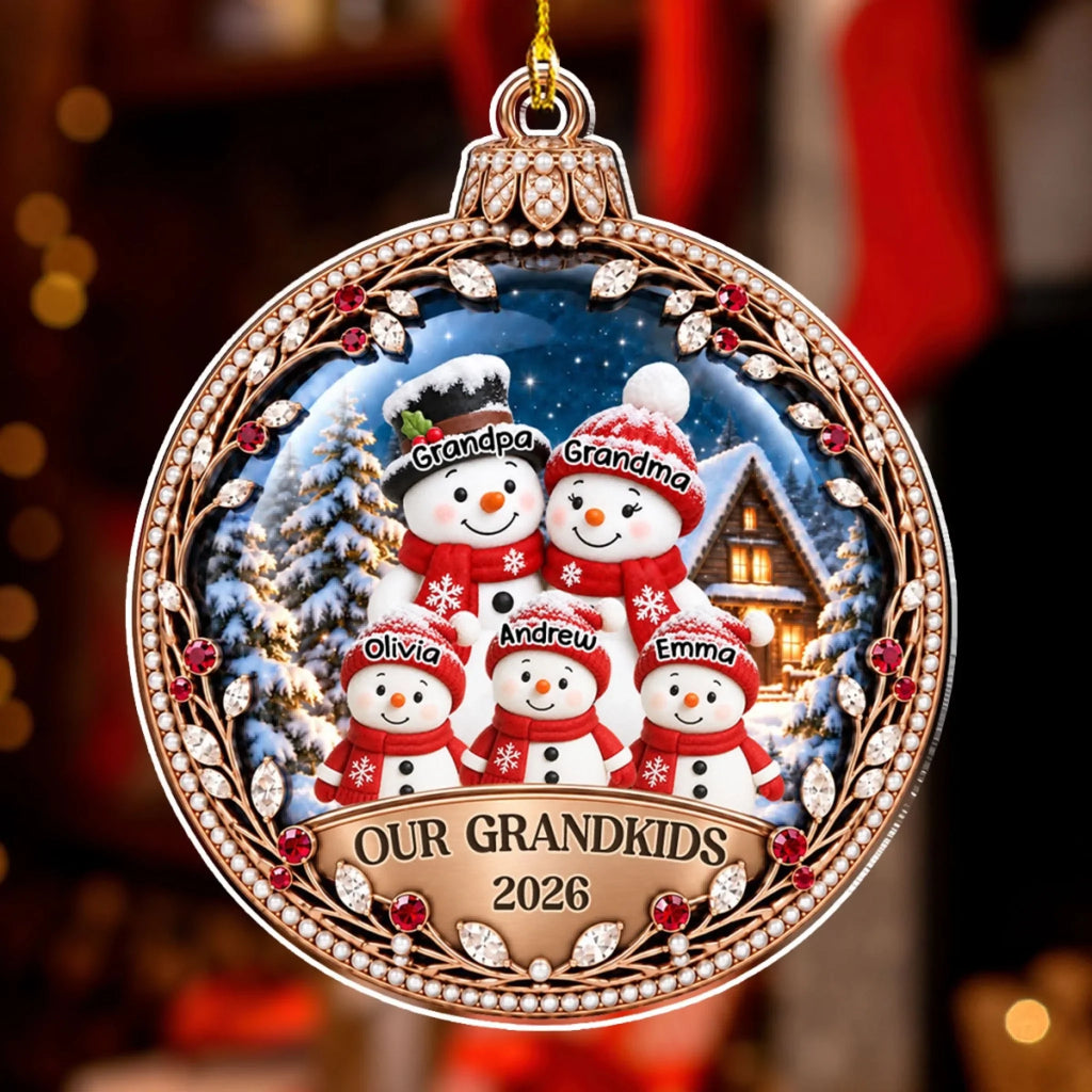 Custom Family Ornament, Christmas Gift for Family Members •  Grandkids Are The Greatest Gift - Personalized 3D Effect Acrylic Ornament