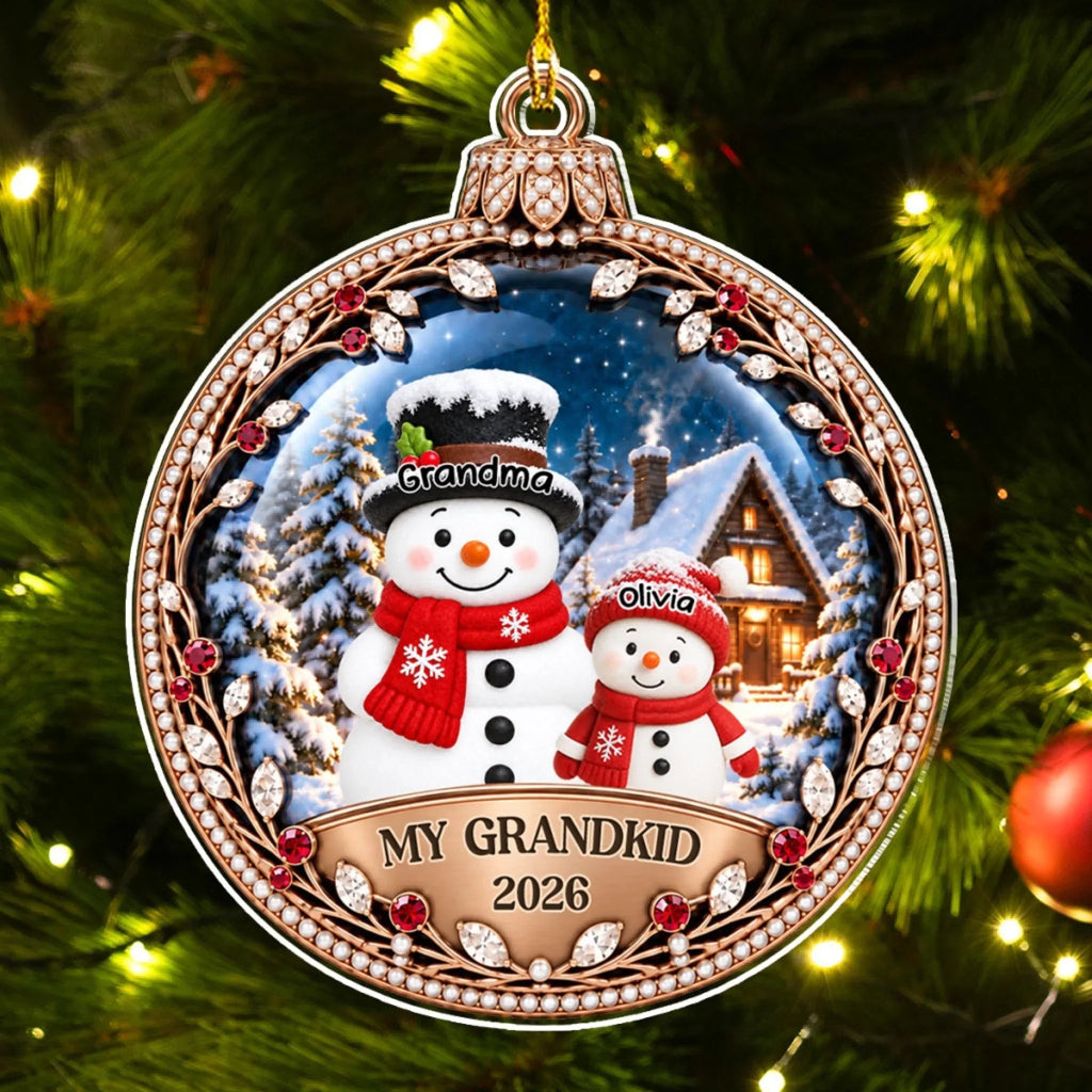 Custom Family Ornament, Christmas Gift for Family Members •  Grandkids Are The Greatest Gift - Personalized 3D Effect Acrylic Ornament
