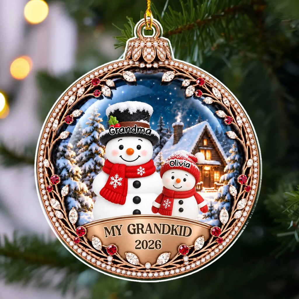 Custom Family Ornament, Christmas Gift for Family Members •  Grandkids Are The Greatest Gift - Personalized 3D Effect Acrylic Ornament