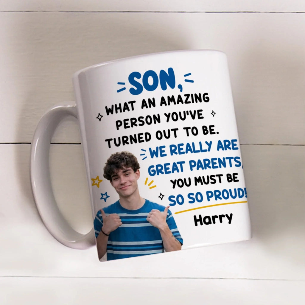 Custom Christmas & Birthday Gift for Son • We Really Are Great Parents - Personalized Coffee Mug
