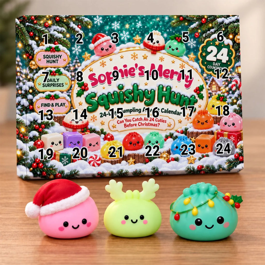 Custom 2026 Christmas Dumpling Advent Calendar, 24-Day Countdown • Merry Squishy Hunt - Personalized Dumpling Advent Calendar