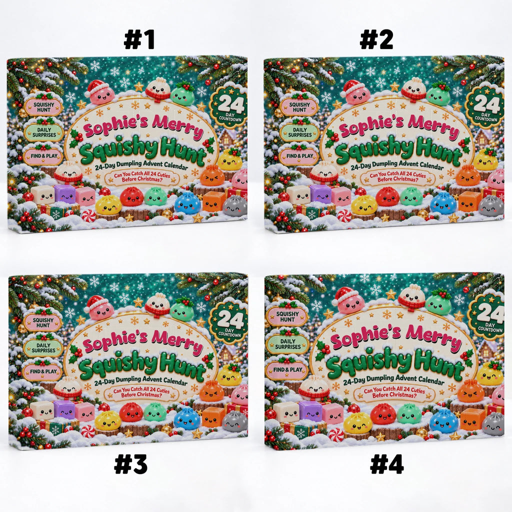 Custom 2026 Christmas Dumpling Advent Calendar, 24-Day Countdown • Merry Squishy Hunt - Personalized Dumpling Advent Calendar
