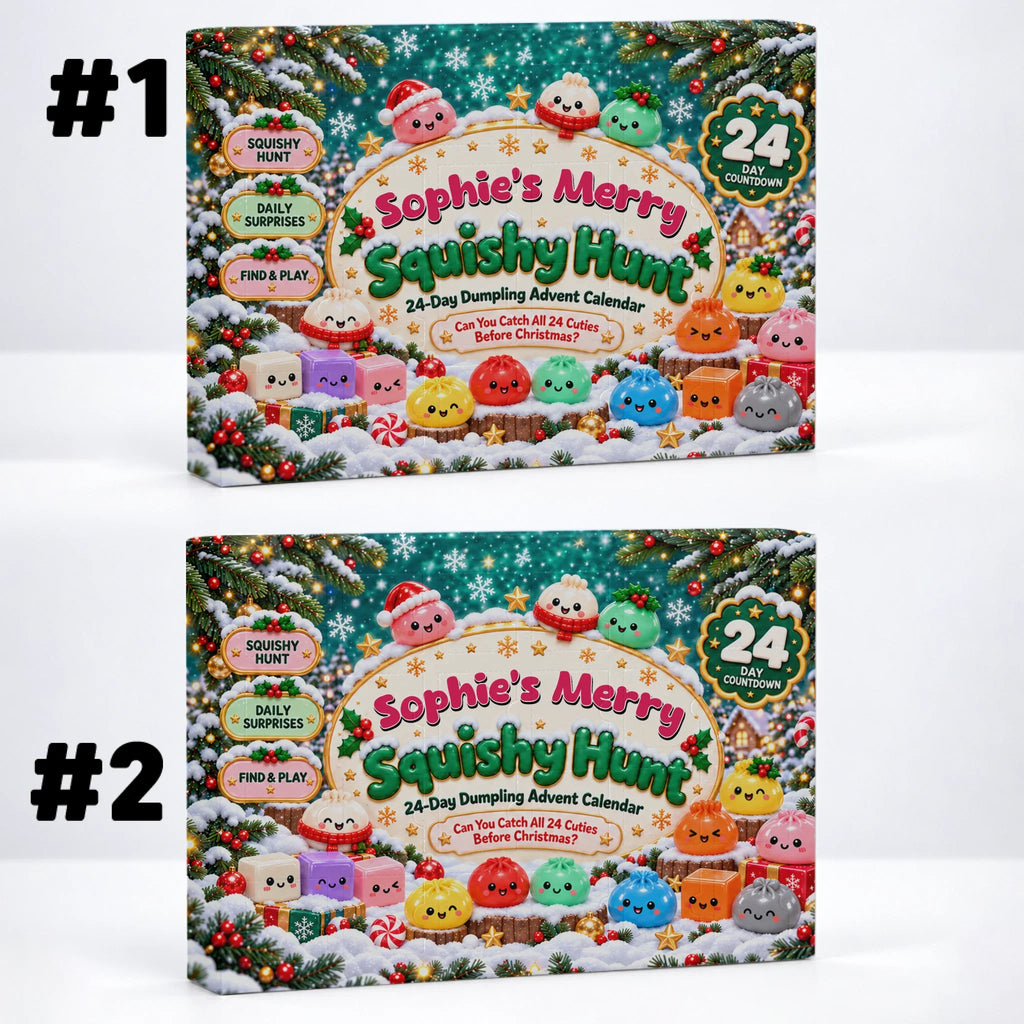Custom 2026 Christmas Dumpling Advent Calendar, 24-Day Countdown • Merry Squishy Hunt - Personalized Dumpling Advent Calendar