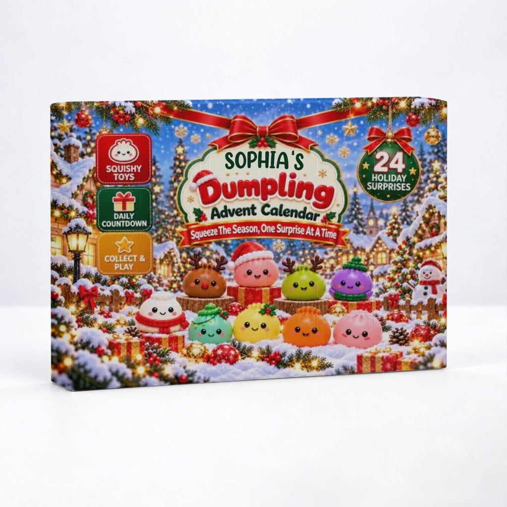 Custom 2026 Christmas Dumpling Advent Calendar, 24-Day Countdown • Merry Dumpling Countdown - Personalized Dumpling Advent Calendar