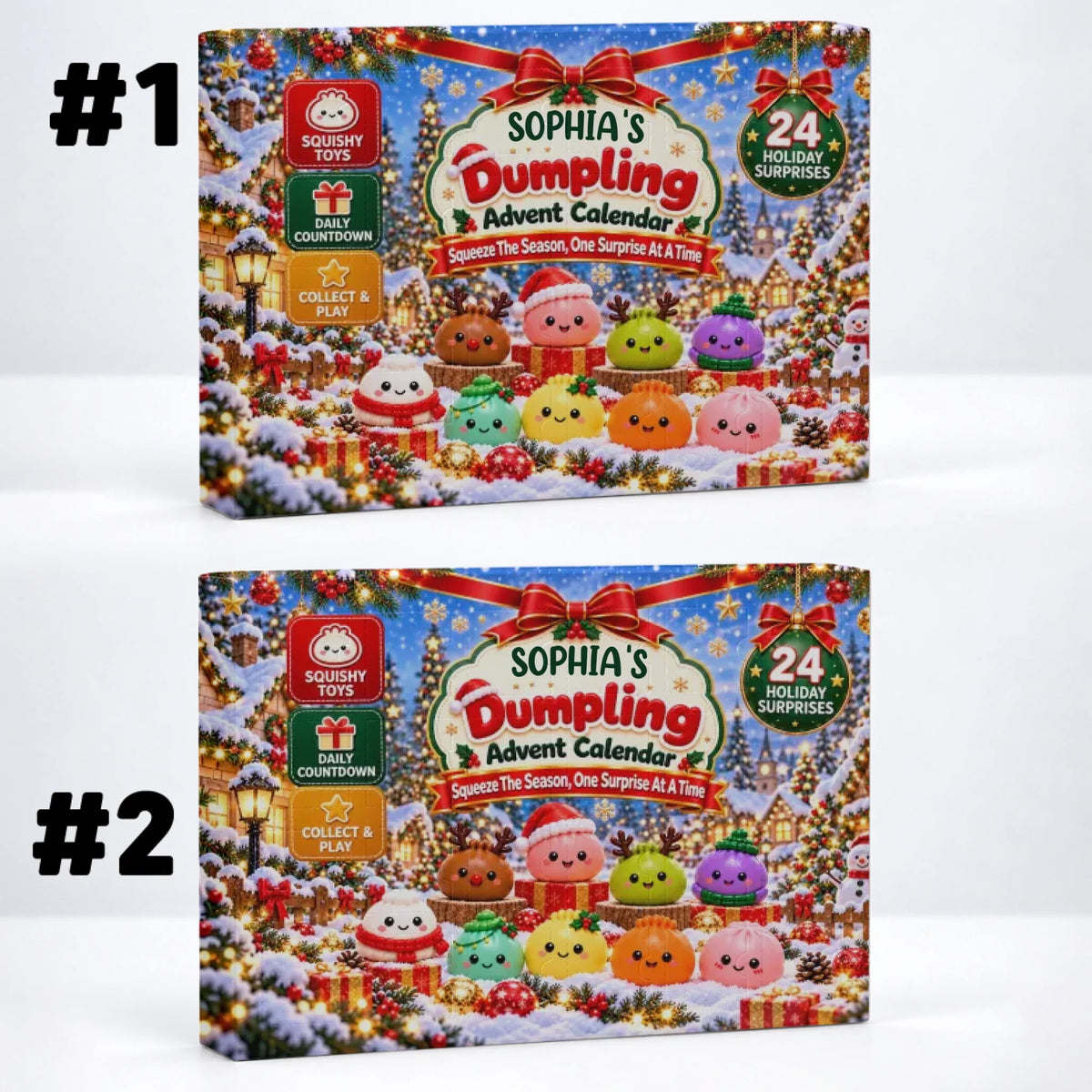 Custom 2026 Christmas Dumpling Advent Calendar, 24-Day Countdown • Merry Dumpling Countdown - Personalized Dumpling Advent Calendar