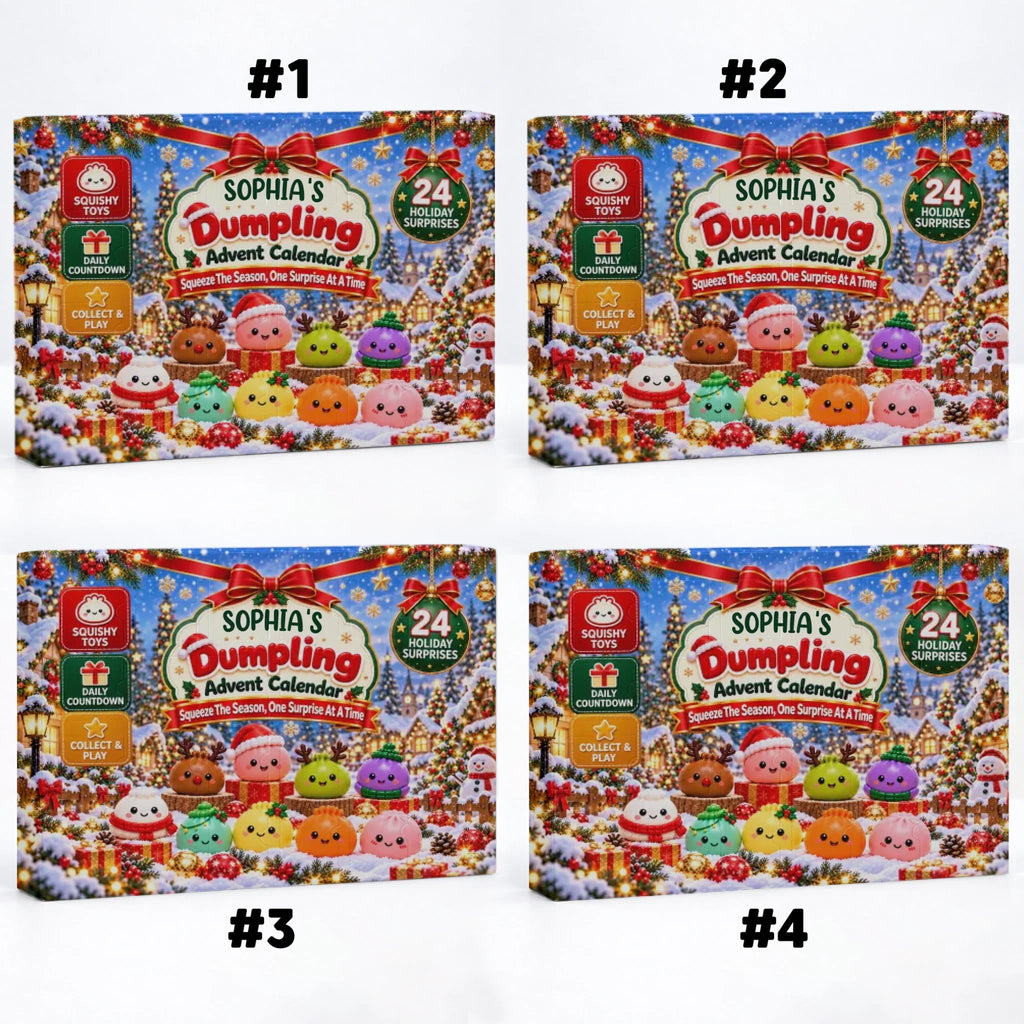 Custom 2026 Christmas Dumpling Advent Calendar, 24-Day Countdown • Merry Dumpling Countdown - Personalized Dumpling Advent Calendar