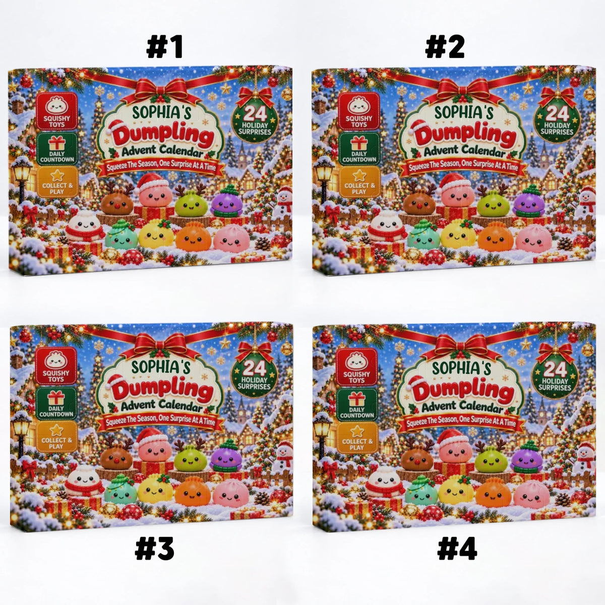 Custom 2026 Christmas Dumpling Advent Calendar, 24-Day Countdown • Merry Dumpling Countdown - Personalized Dumpling Advent Calendar