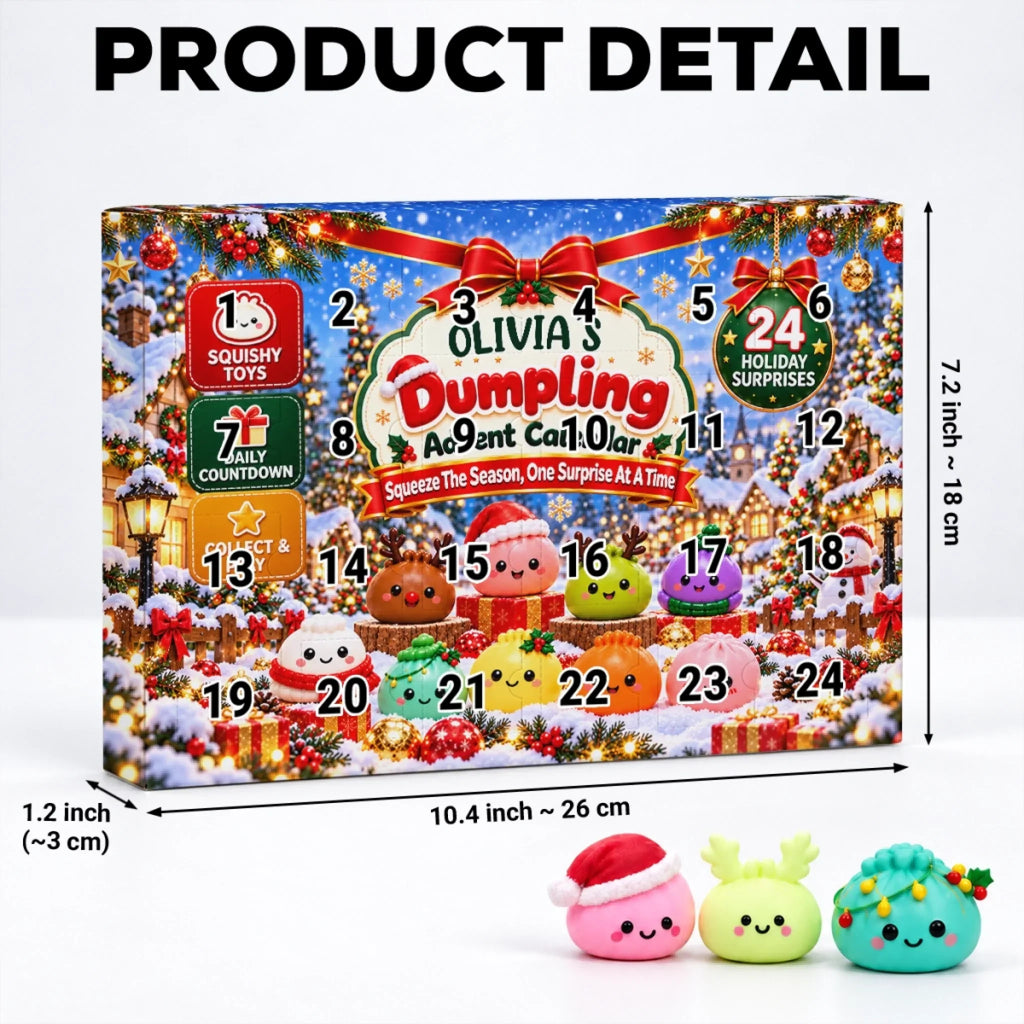 Custom 2026 Christmas Dumpling Advent Calendar, 24-Day Countdown • Merry Dumpling Countdown - Personalized Dumpling Advent Calendar