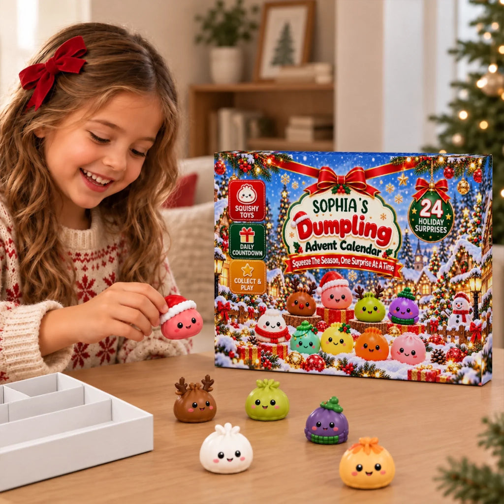 Custom 2026 Christmas Dumpling Advent Calendar, 24-Day Countdown • Merry Dumpling Countdown - Personalized Dumpling Advent Calendar