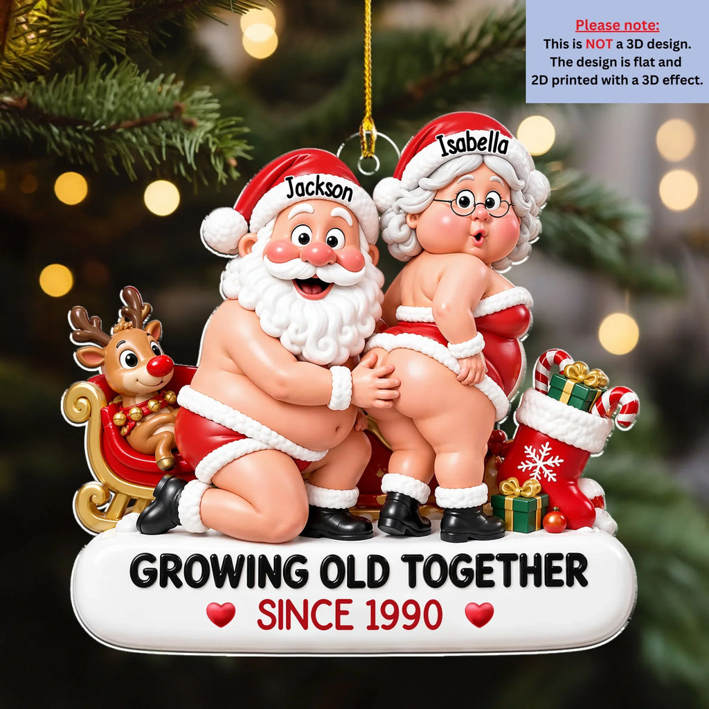 Custom Couple Christmas Ornament, Funny Gift •  Merry Together Forever - Personalized Acrylic Ornament