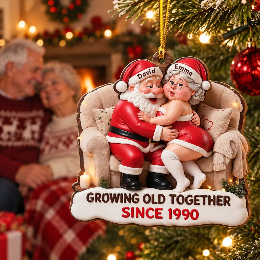 Custom Couple Christmas Ornament, Anniversary Gift •  Together Until The End - Personalized 3D Effect Wood Ornament