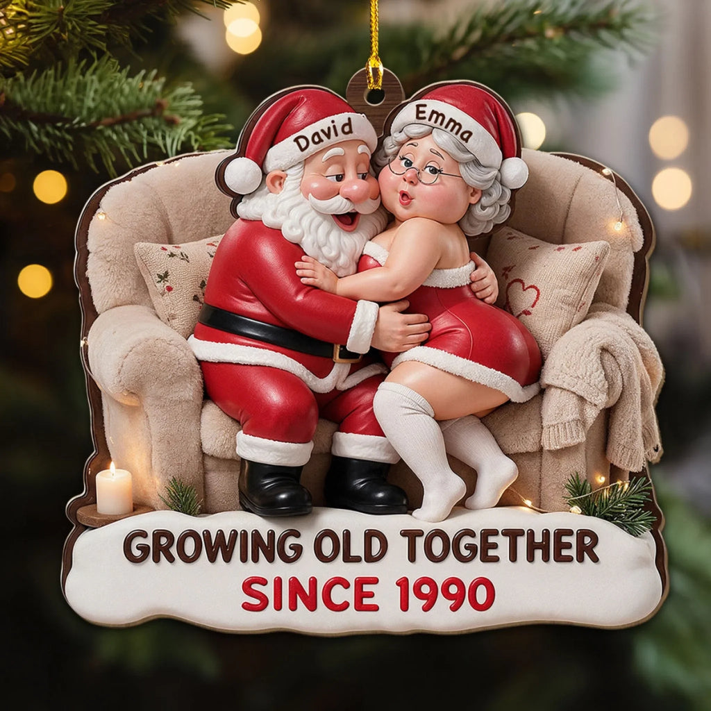 Custom Couple Christmas Ornament, Anniversary Gift •  Together Until The End - Personalized 3D Effect Wood Ornament