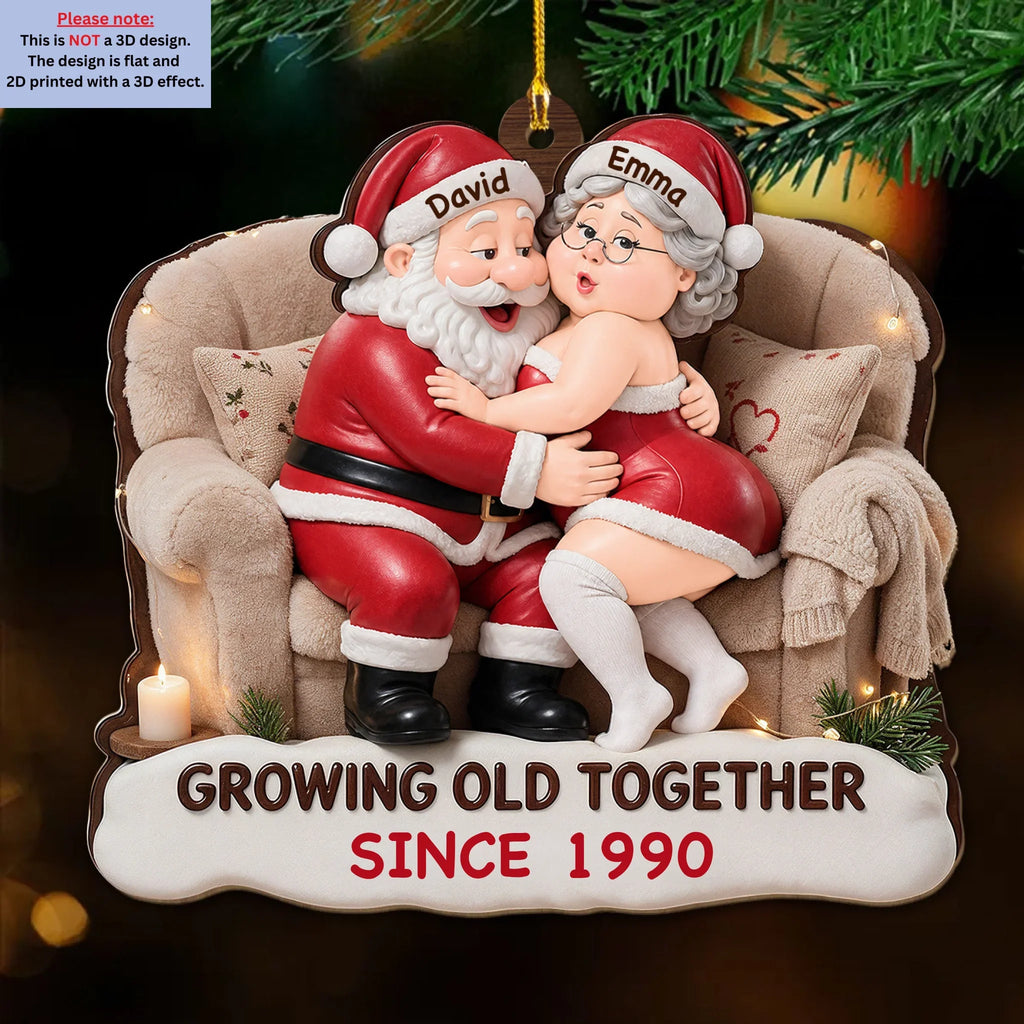 Custom Couple Christmas Ornament, Anniversary Gift •  Together Until The End - Personalized 3D Effect Wood Ornament