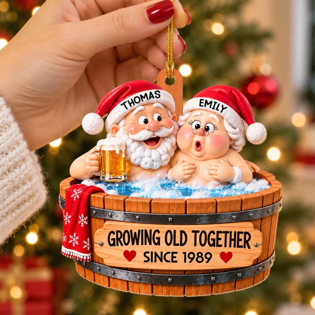 Custom Couple Christmas Ornament, Anniversary Gift •  Together Christmas - Personalized Wood Ornament