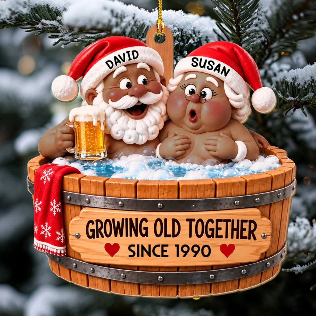 Custom Couple Christmas Ornament, Anniversary Gift •  Together Christmas - Personalized Wood Ornament