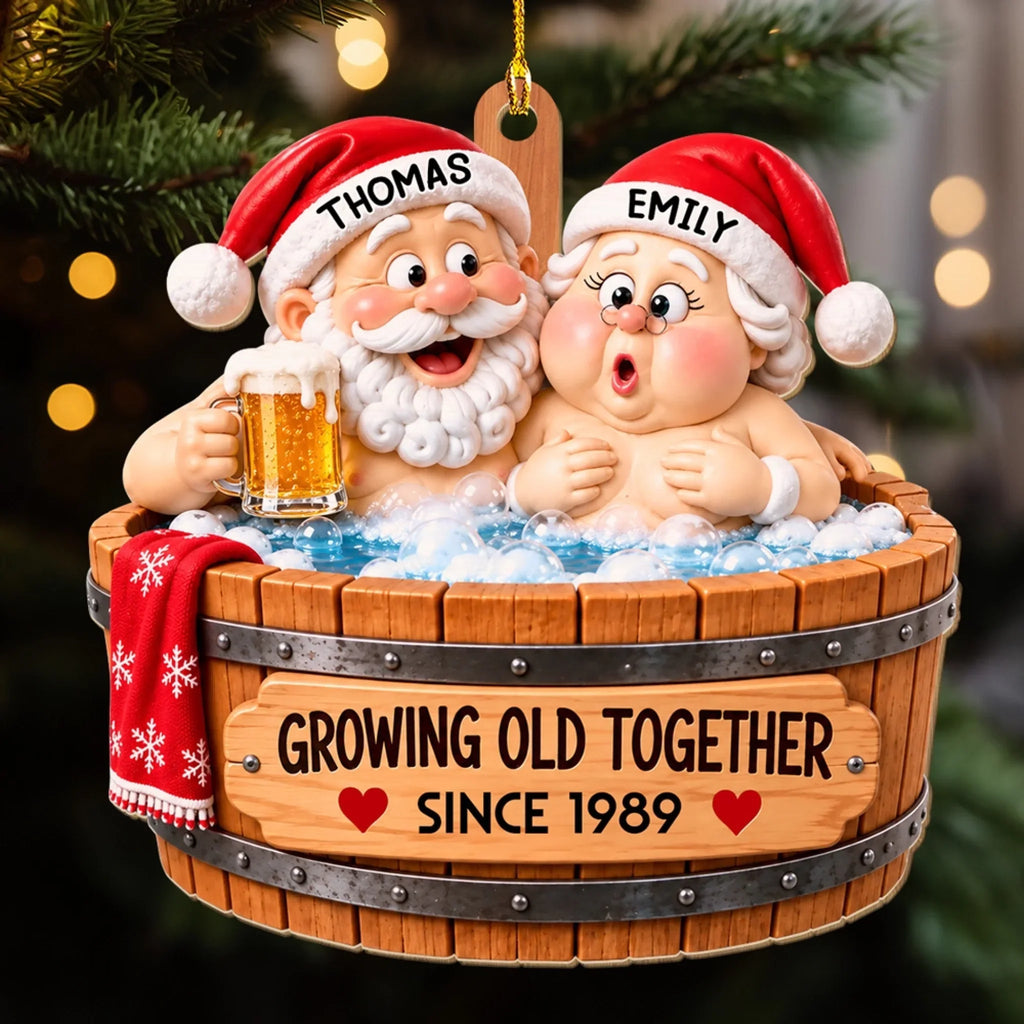Custom Couple Christmas Ornament, Anniversary Gift •  Together Christmas - Personalized Wood Ornament