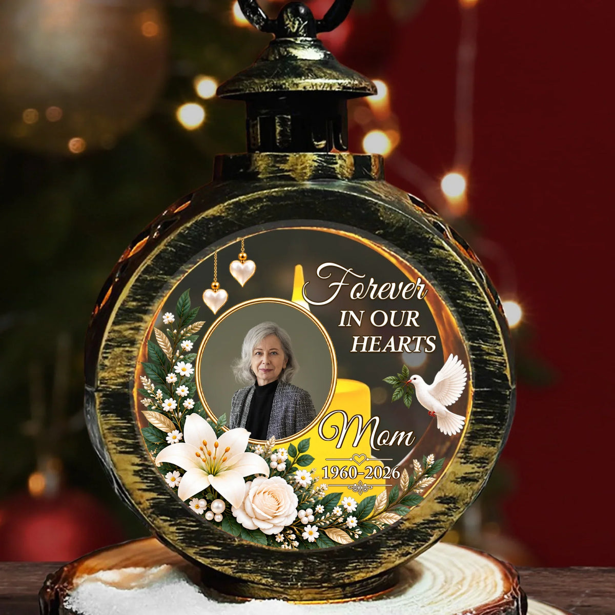 Custom Christmas Gifts for Loved Ones, Family Keepsake • Time Holds Memories - Personalized Christmas Lantern