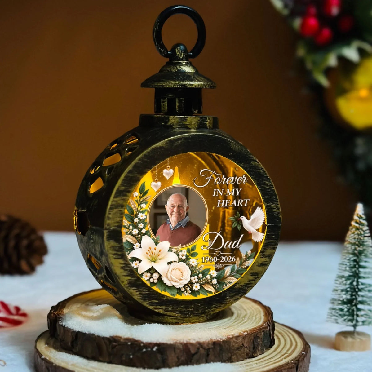 Custom Christmas Gifts for Loved Ones, Family Keepsake • Time Holds Memories - Personalized Christmas Lantern