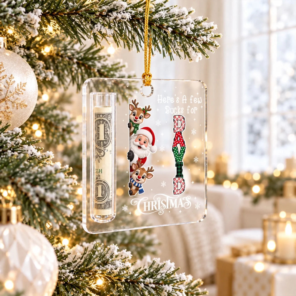 Custom Family Ornament, Christmas Gift for Family Members •  Merry And Bright - Personalized Cash Gift Ornament