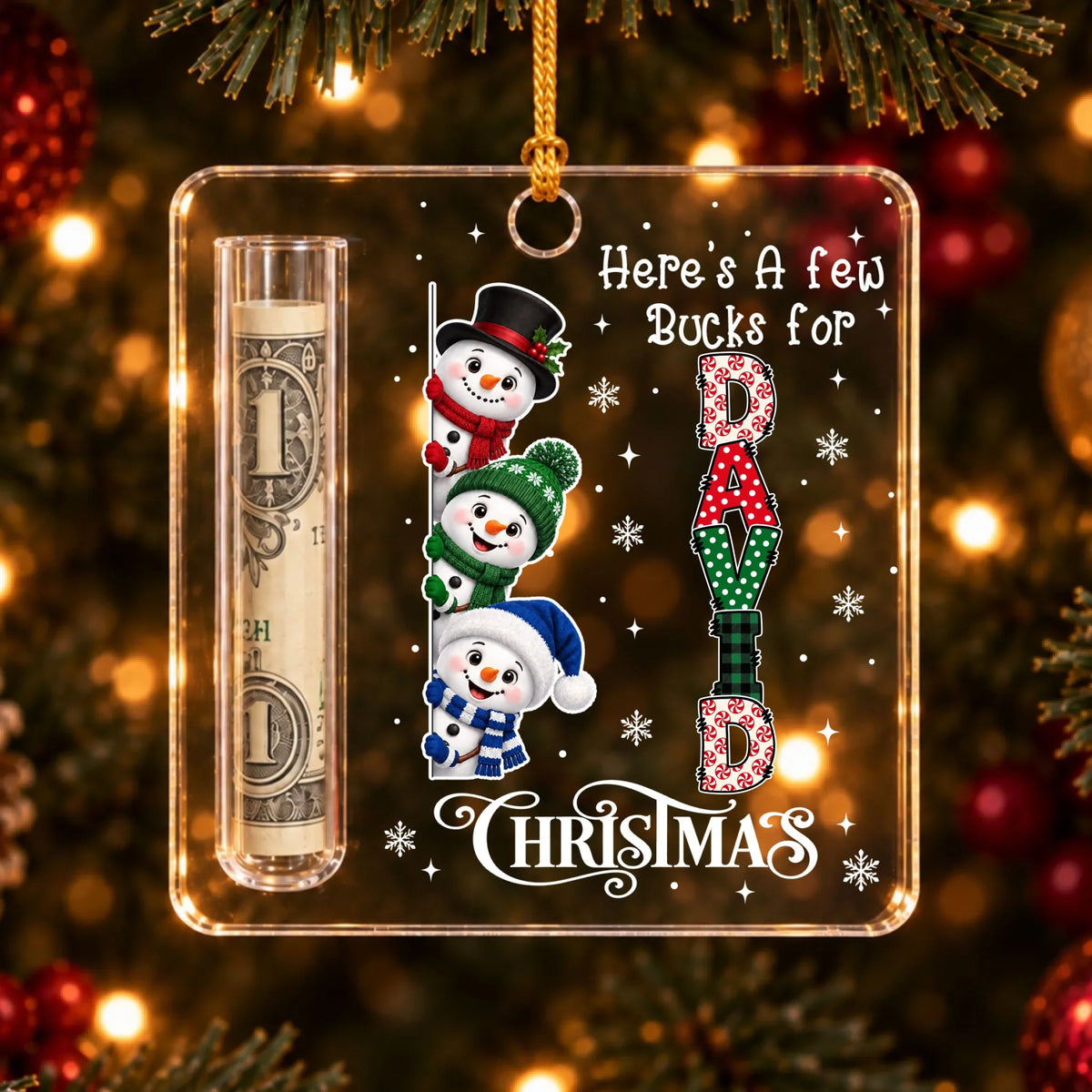 Custom Family Ornament, Christmas Gift for Family Members •  Merry And Bright - Personalized Cash Gift Ornament