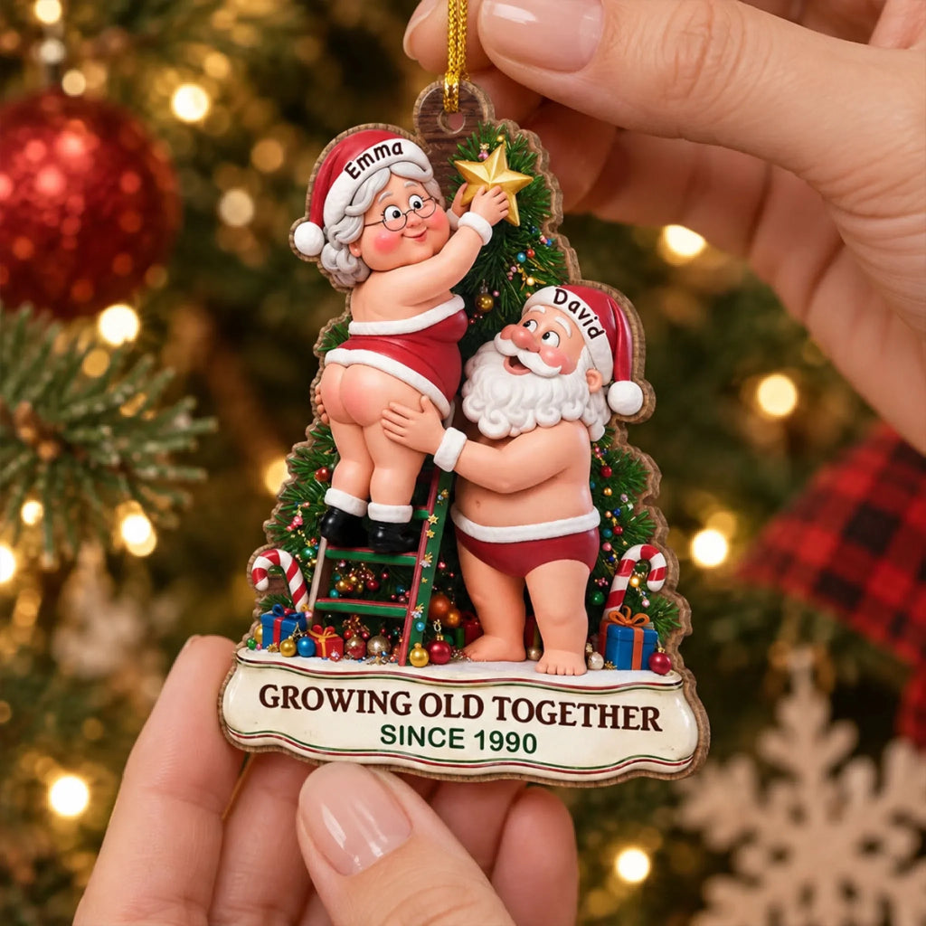 Custom Couple Christmas Ornament, Anniversary Gift •  Still Crazy About You - Personalized Wood Ornament