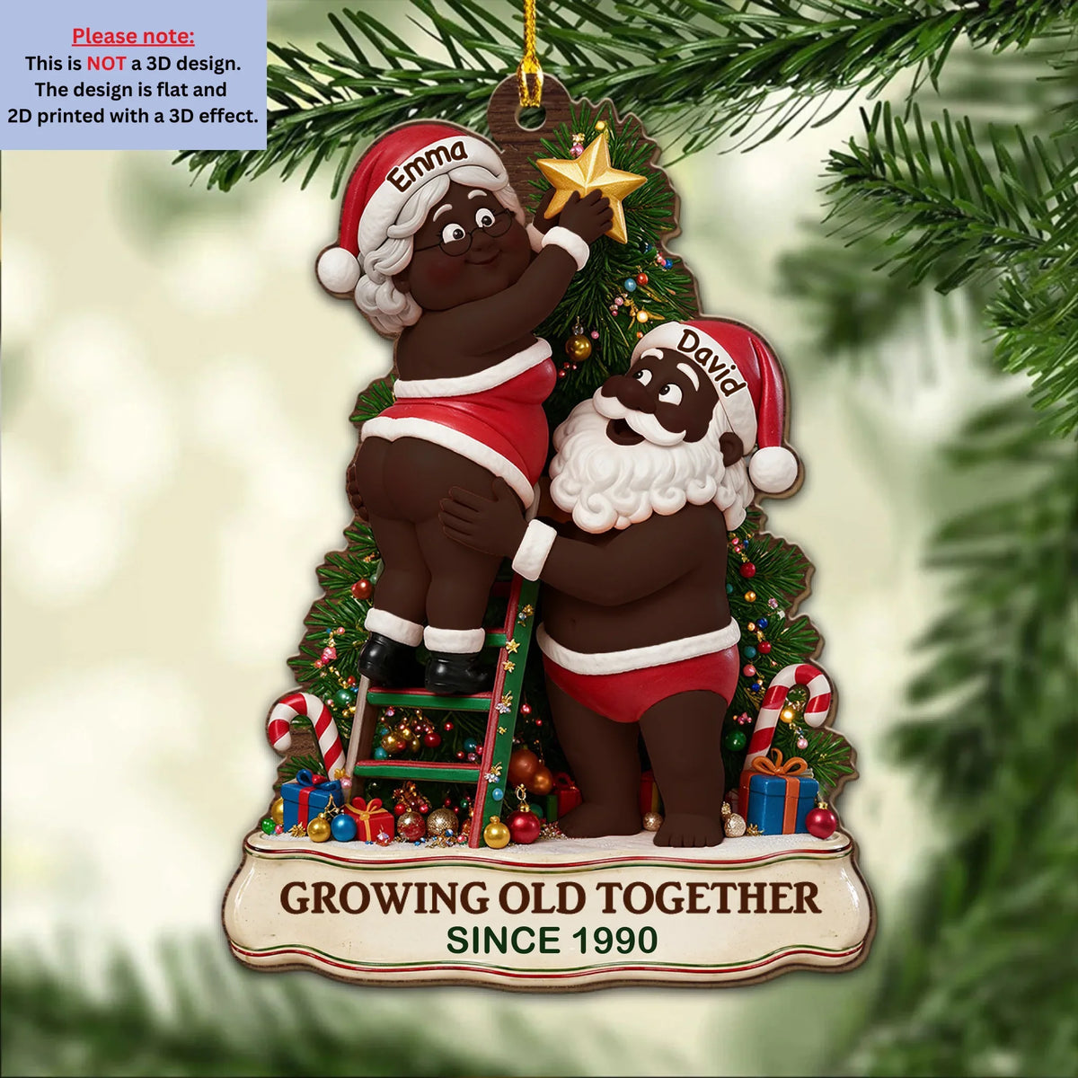 Custom Couple Christmas Ornament, Anniversary Gift •  Still Crazy About You - Personalized Wood Ornament