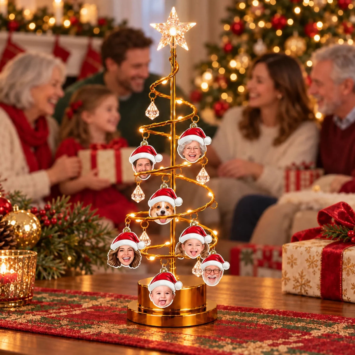 Custom Family Christmas Tree Light, Family Christmas Decor • Our Merry Family Tree - Personalized LED Tree Lights