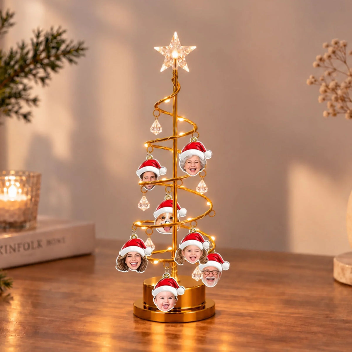 Custom Family Christmas Tree Light, Family Christmas Decor • Our Merry Family Tree - Personalized LED Tree Lights