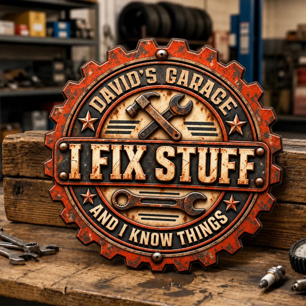 Custom Home & Wall Decor, Birthday & Christmas Gift • Fix Anything - Personalized Freeform Shape Metal Sign