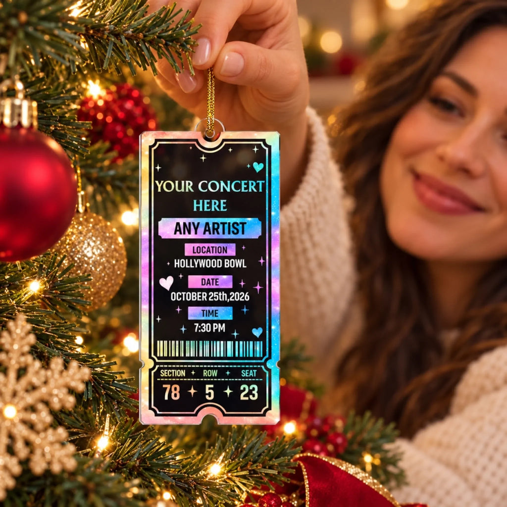 Custom Keepsake Christmas Ornament •  Your Concert Ticket - Personalized Acrylic Ornament