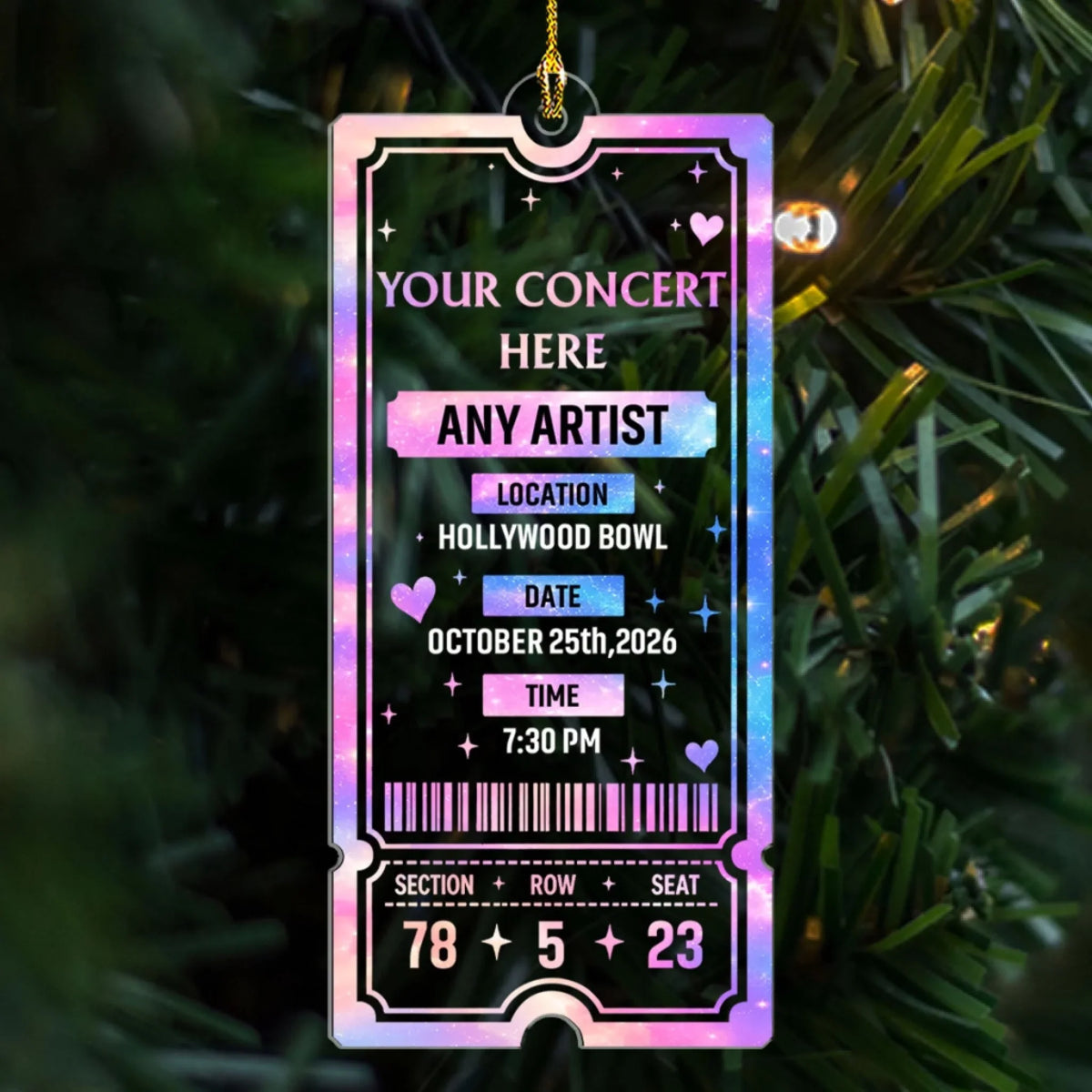 Custom Keepsake Christmas Ornament •  Your Concert Ticket - Personalized Acrylic Ornament