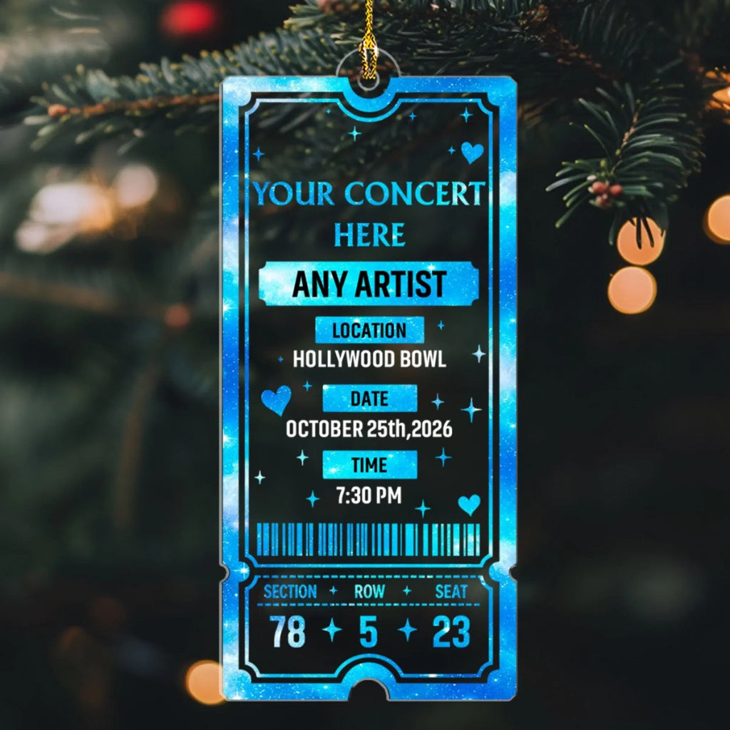 Custom Keepsake Christmas Ornament •  Your Concert Ticket - Personalized Acrylic Ornament
