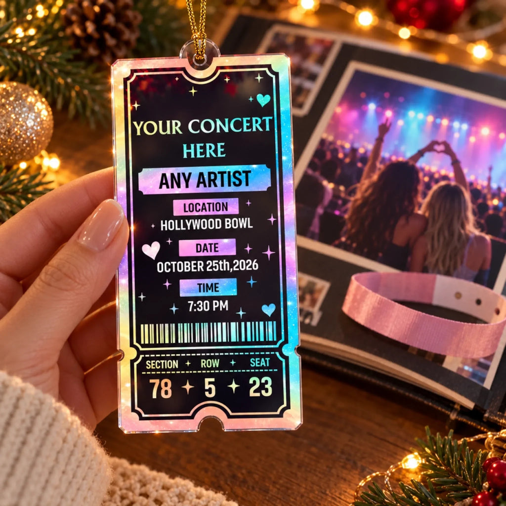 Custom Keepsake Christmas Ornament •  Your Concert Ticket - Personalized Acrylic Ornament