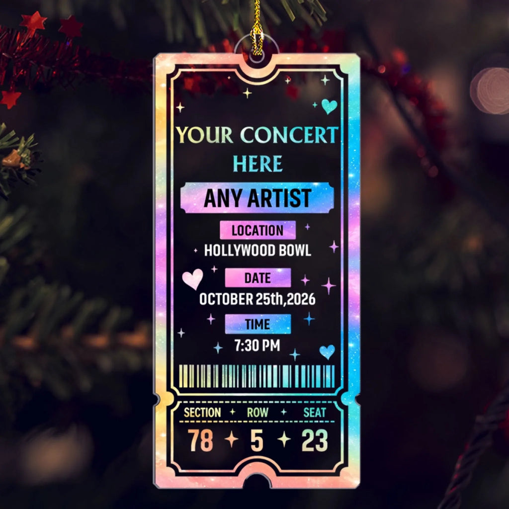 Custom Keepsake Christmas Ornament •  Your Concert Ticket - Personalized Acrylic Ornament
